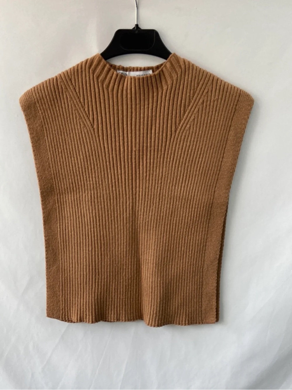 Zara Ribbed Open Poncho Vest